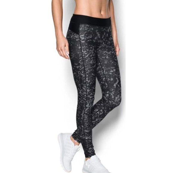 Women's UNDER ARMOUR Camo Leggings BLACK & GRAY size XL Exercise Athletic Pants - Picture 1 of 6